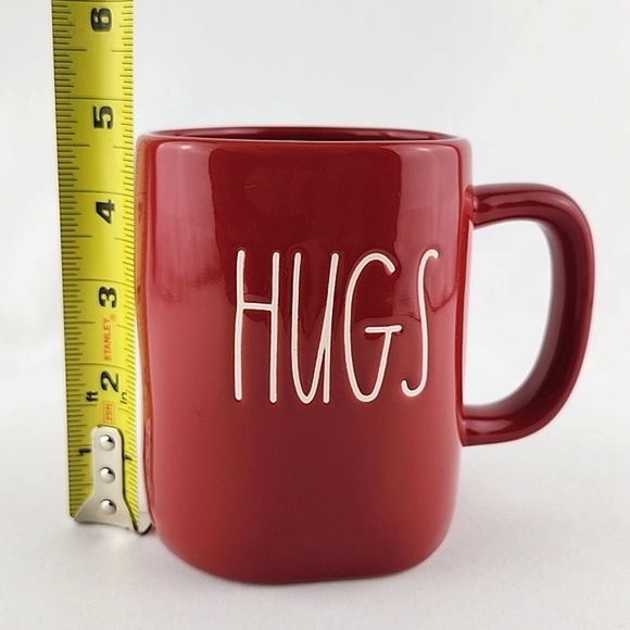 Rae Dunn Glossy Red Coffee Mug Double Sided HUGS KISSES White Large Letters - Picture 10 of 11